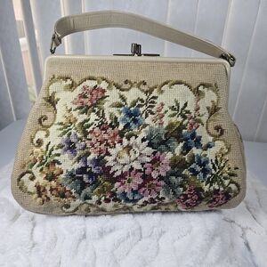 Vintage Jolles Original Needlepoint Purse – Made in Austria – Floral Petit Point
